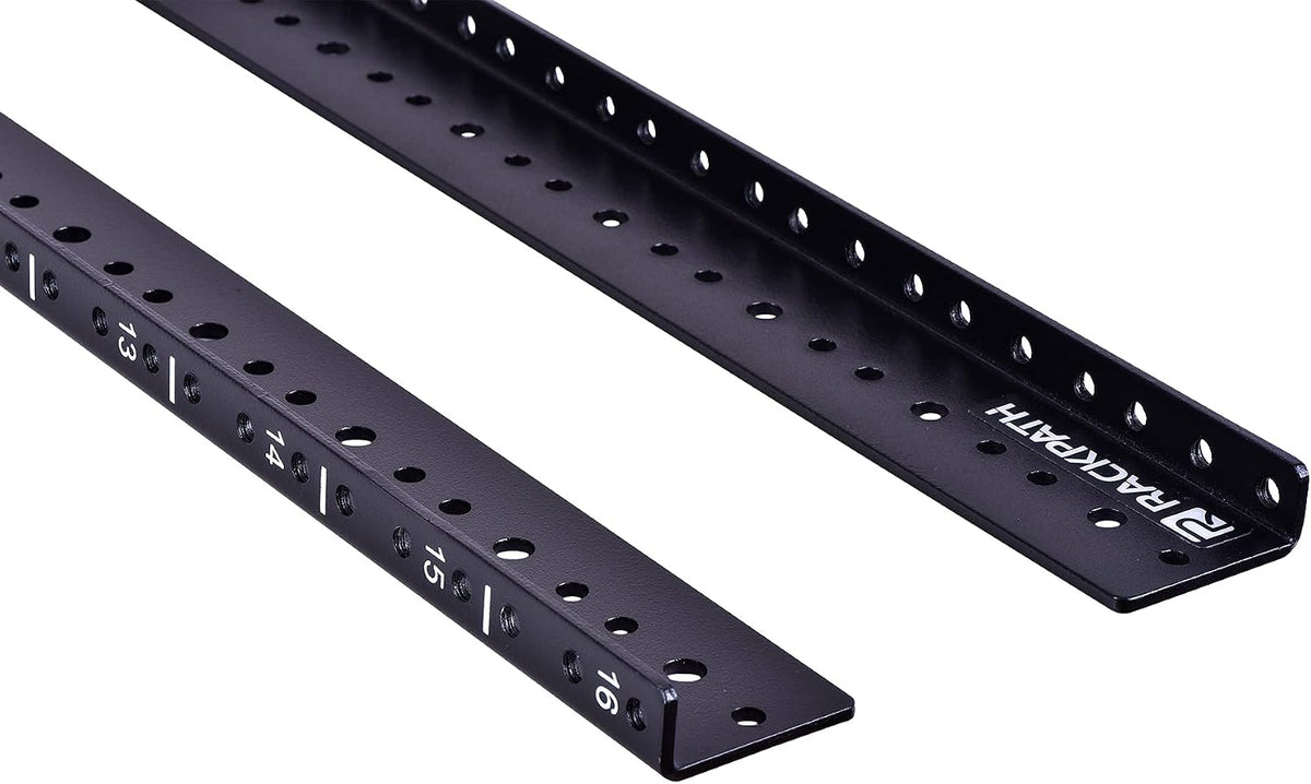 RackPath 16U Vertical Server Rack Rail Pair Kit, DIY Rack Build, 12-24 Screws x64