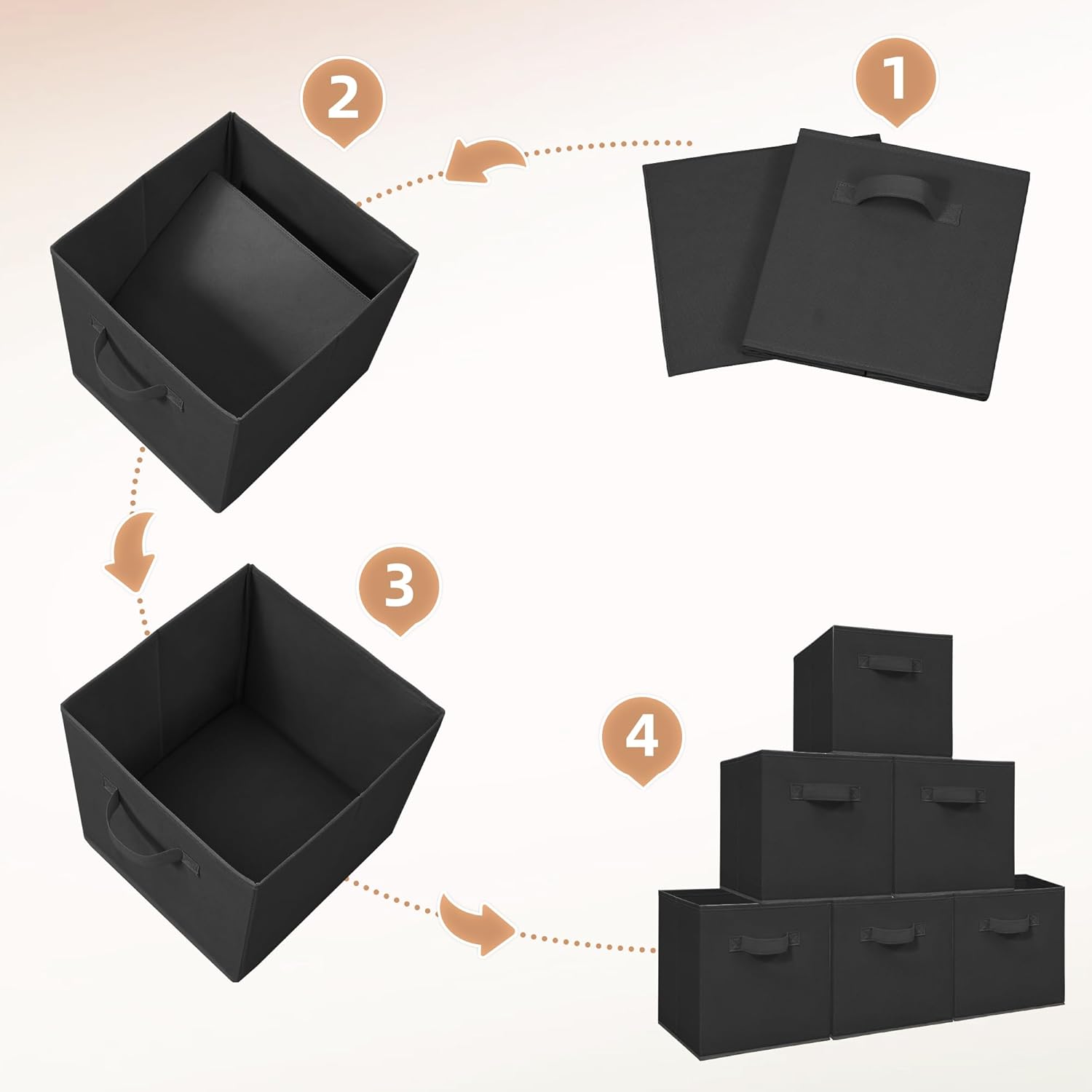 Storage Cubes, 11 Inch Durable 6 Pack Fabric Foldable Collapsible Bins with Handles for Organization, Closet