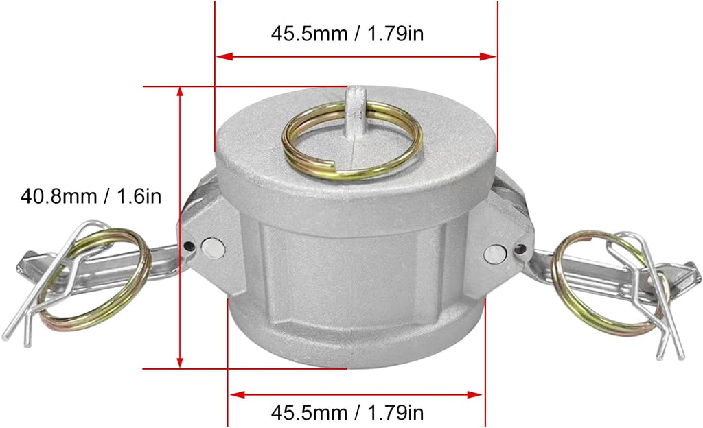 2PCS Cam and Groove Fitting, Aluminum, Type DC, 1" Dust Cap, with 2PCS Camlock Gasket Fitting