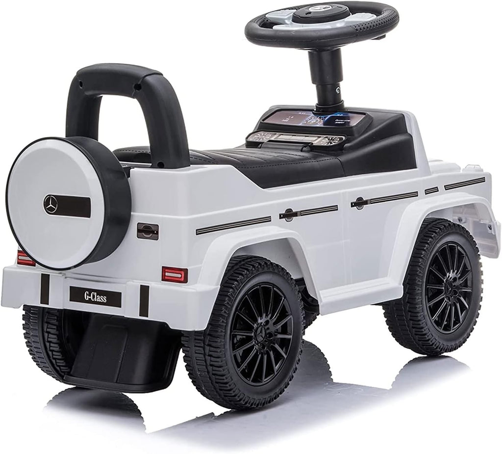 Kids Outdoor Stroller Mercedes G-Wagon Push Car with Working Lights, Horn, and Music for Ages 1 to 3 years, White |