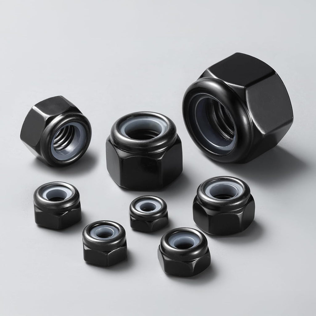 200Pcs M3-0.5 Lock Nuts, Nylon Insert Locknuts 304 Stainless Steel A2-70 Black Zinc Plated Self-Locking Nuts, Coarse Thread Hex Nylock Nut