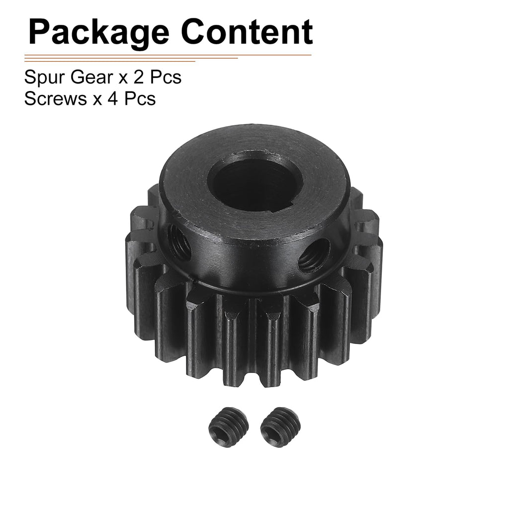 DTGN Spur Gear 1.5Mod 19 Teeth 12mm Thickness 10mm Bore 3x1.4mm Keyway 2Pcs