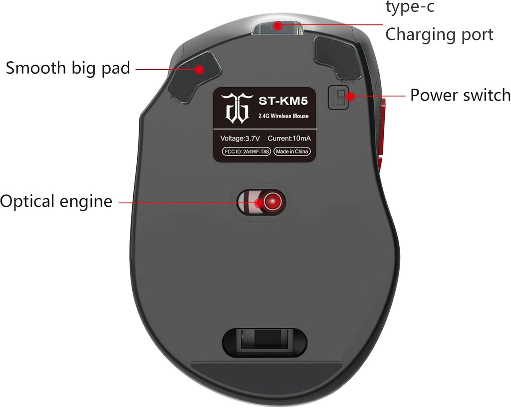 2.4G 60% Wireless Gaming Keyboard and Mouse Combo, Black-White