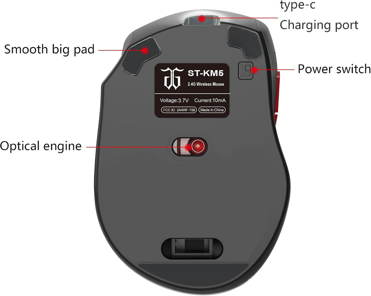 2.4G 60% Wireless Gaming Keyboard and Mouse Combo, Black-White