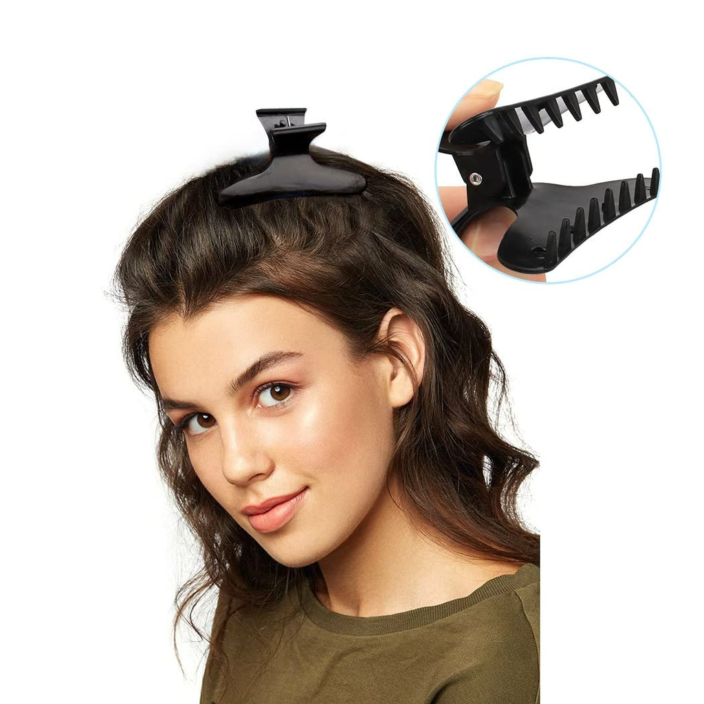 Hair Clips for Women - Large Butterfly Clamps for Styling, Sectioning, Hair Coloring, Cutting, and Hairdressing (Black)