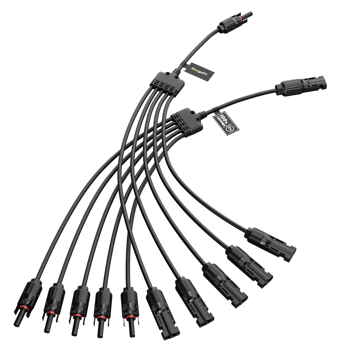 BougeRV Solar Y Connectors 1 to 5 Parallel Connectors Extra Long, 1 Pair