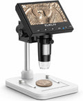 Microscope, LCD Digital Coin Microscope 1000x, Coin Magnifier with 8 Adjustable LED Lights, PC View Compatible with