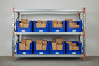 Hudson Exchange 24 x 19.75 x 15.875 (95 liter) Industrial Stackable Hopper Pick-Bin Container, Blue