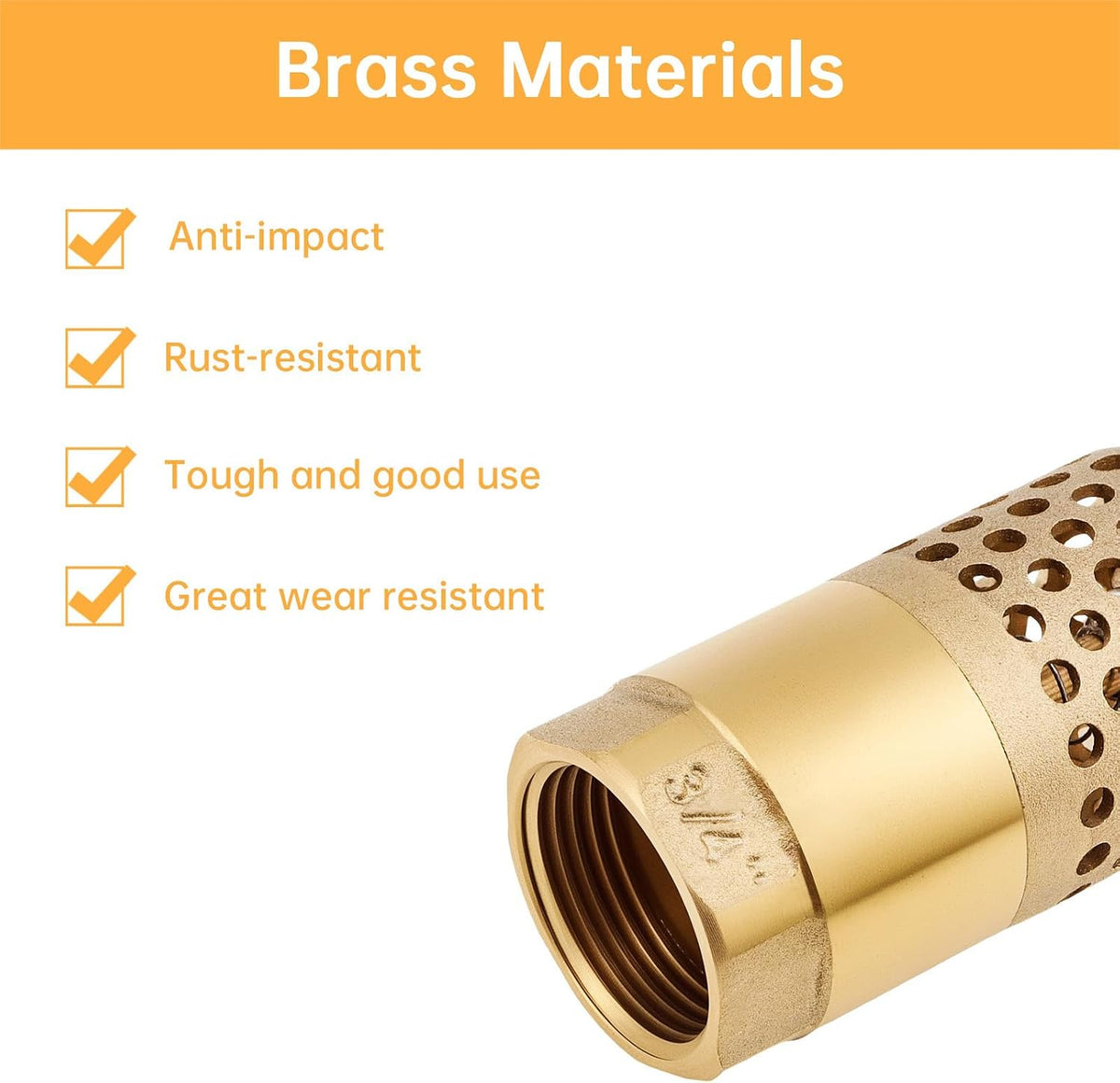 3/4in BSP Foot Valve DN20 Female Check Valve Brass Backflow Preventer