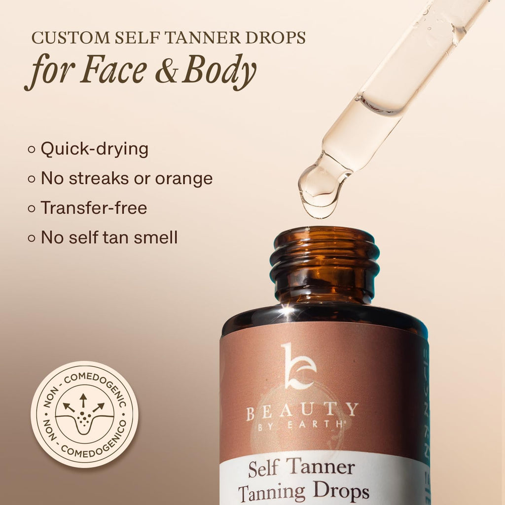 Self Tanning Drops - USA Made with Natural & Organic Ingredients | Medium Face Tanning Drops to Add to Lotion