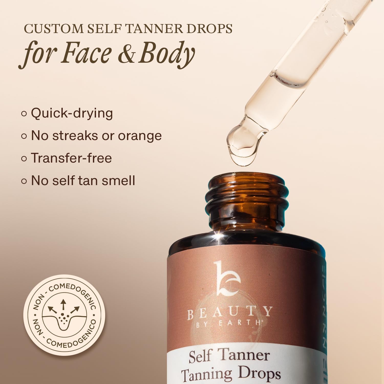 Self Tanning Drops - USA Made with Natural & Organic Ingredients | Medium Face Tanning Drops to Add to Lotion