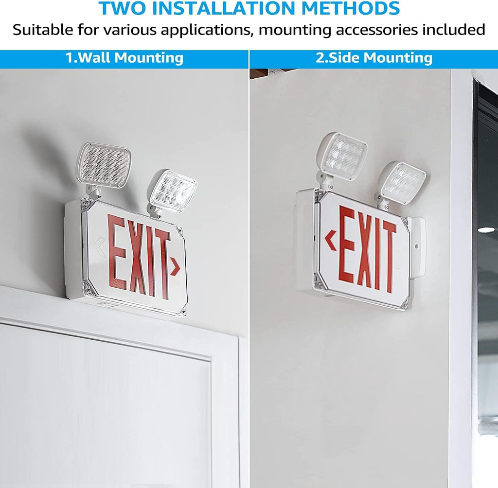 LEONLITE Wet Location LED Exit Sign with Emergency Lights White