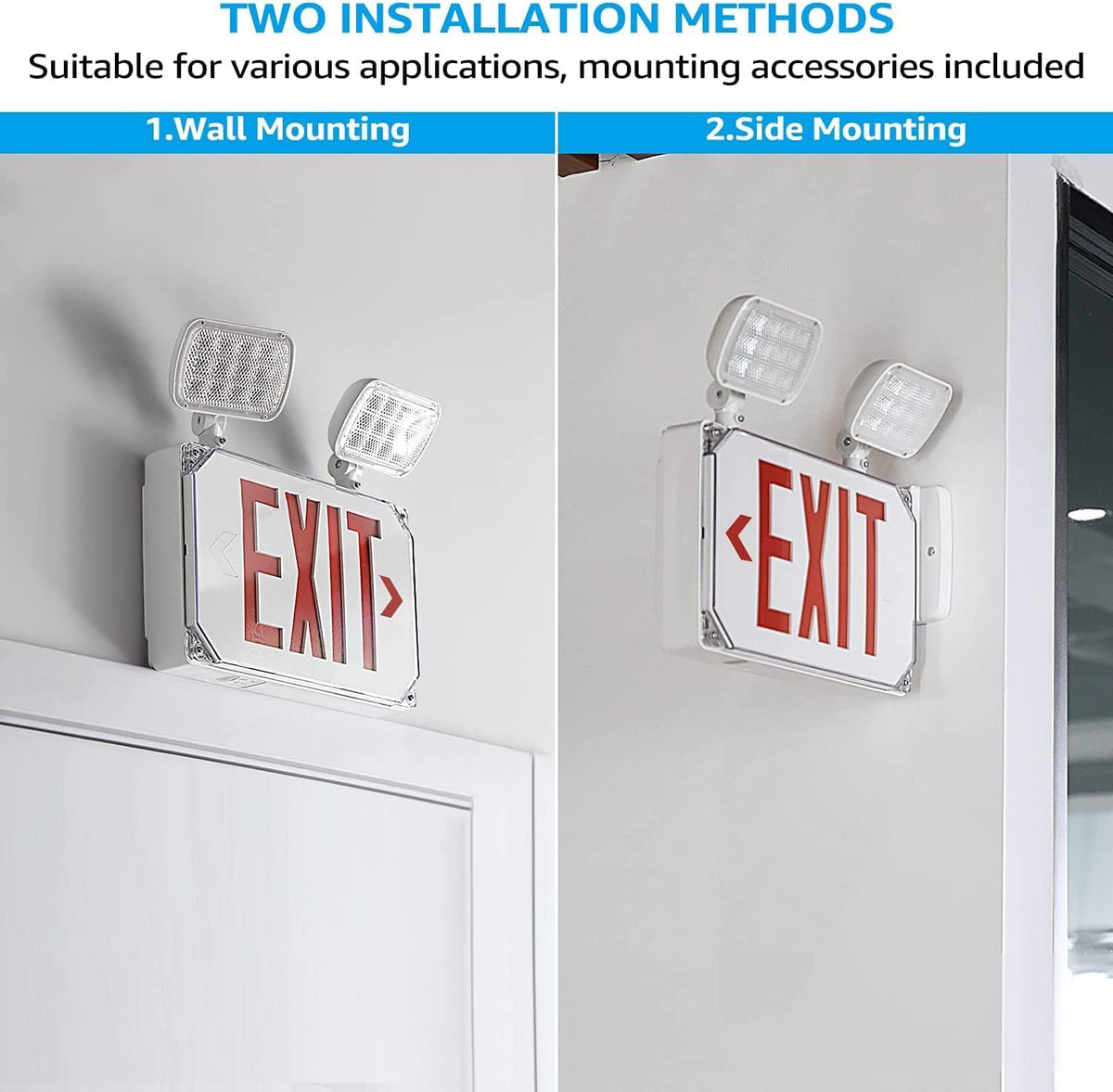 LEONLITE Wet Location LED Exit Sign with Emergency Lights White