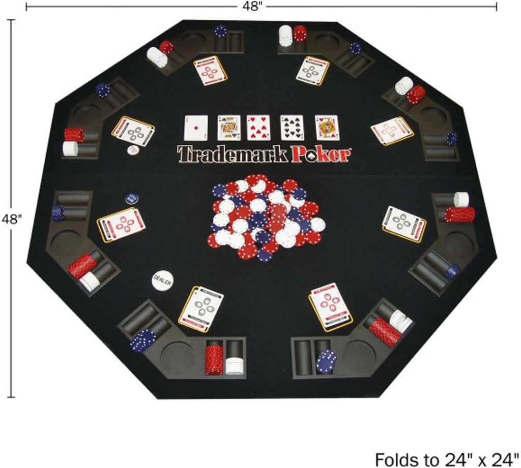 Poker Table Topper - Foldable Texas Hold 'Em Set with Carry Case, 300 Poker Chips, 2 Decks of Cards, and Dealer and
