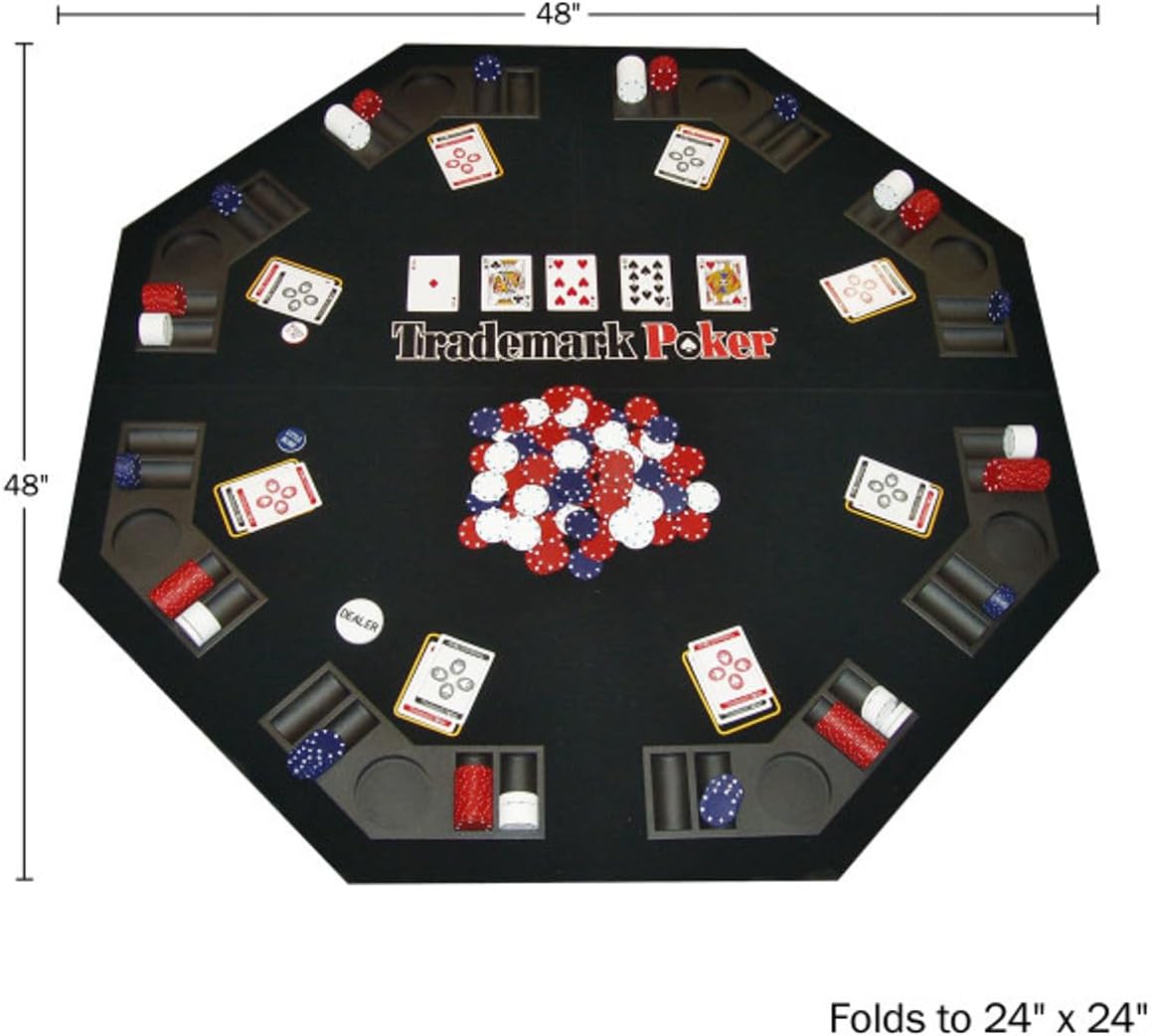 Poker Table Topper - Foldable Texas Hold 'Em Set with Carry Case, 300 Poker Chips, 2 Decks of Cards, and Dealer and