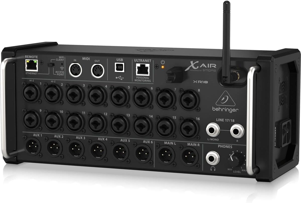 X AIR XR18 18-Channel, 12-Bus Digital Mixer for iPad/Android Tablets with 16 Programmable Midas Preamps, Integrated