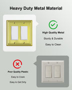 TREEWELL 2-Pack Double Decorator Outlet Cover Plate, Brushed Brass