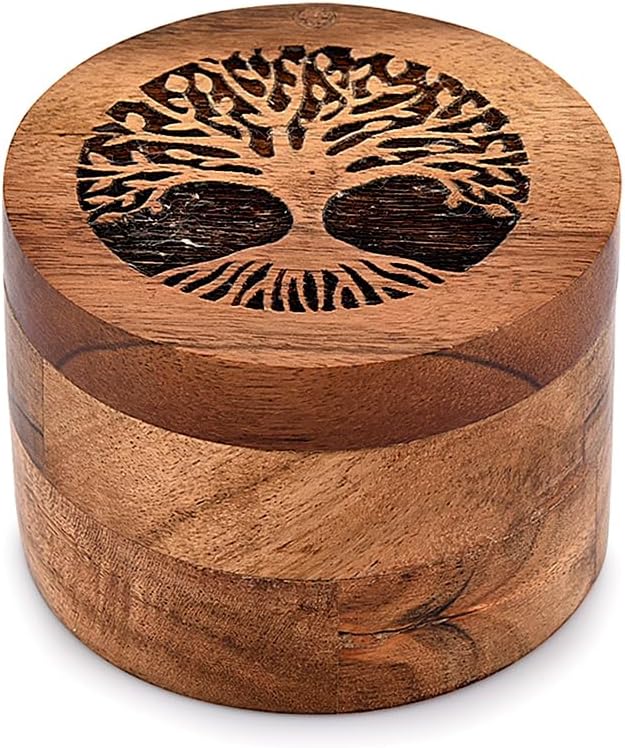 Handmade Acacia Wood Urn for Human Ashes, Tree of Life Wooden Box Urns for Ashes - Cremation Pet Urns for Dogs Ashes
