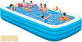 Large Inflatable Swimming Pool - GISAEV 145" x 74" x 22" Oversized Family Blow Up Pool for Adults & Kids, Sturdy