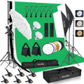 [Upgraded LED Bulb] Photography Lighting Kit 8.5x10ft Backdrop Support System and LED Softbox Set, 6400K Bulbs
