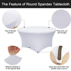 4 Pack 60 Inch Round Tablecloths White Spandex Fitted Table Covers