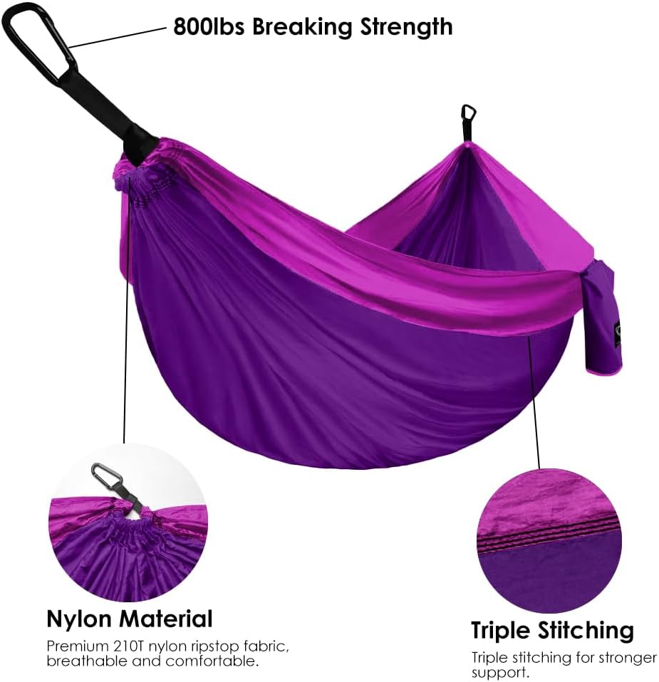 Camping Hammock - Portable Hammock Single Hammock Camping Accessories Gear for Outdoor Indoor Adult Kids, USA Based