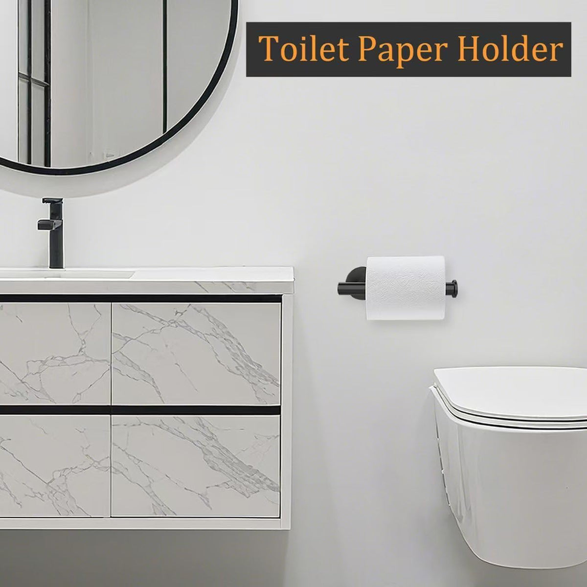 2 Piece Toilet Paper Holder Wall Mount - Matte Black