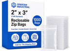 2” X 3” (1000 Count) 2 Mil Clear Reclosable Zip Plastic Poly Bags