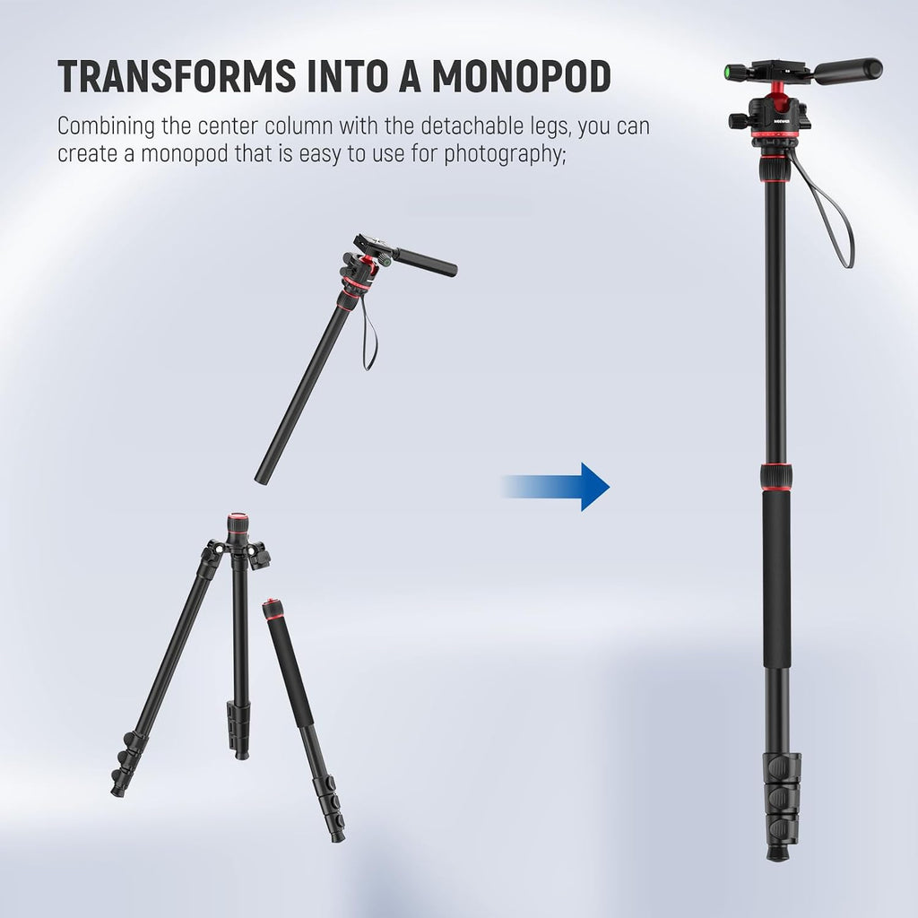 Basics Camera Tripod Monopod, 77" Compact Lightweight Travel DSLR Video Stand, 360° Ball Head, Arca Type QR Plate