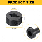 uxcell 8pcs Single Split Shaft Collar 1/4" Bore, Black Oxide Steel