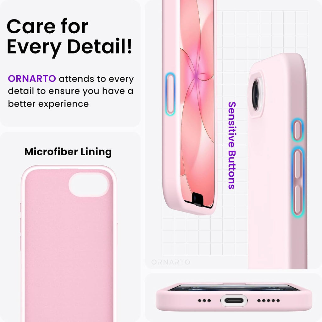 Compatible with iPhone 17e Case and for iPhone 16e Case 6.1", Liquid Silicone 3 Layers Full Covered Soft Gel Rubber
