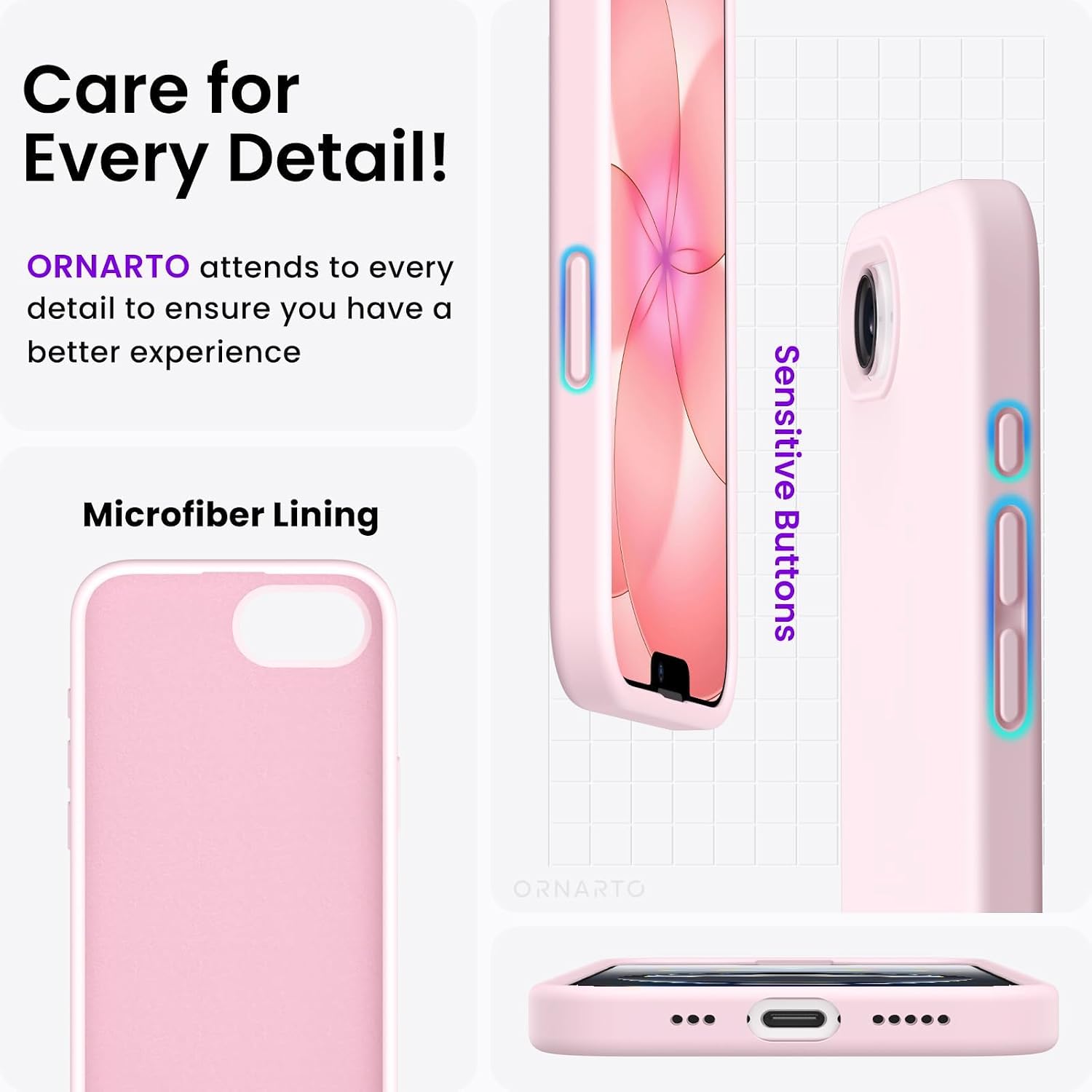 Compatible with iPhone 17e Case and for iPhone 16e Case 6.1", Liquid Silicone 3 Layers Full Covered Soft Gel Rubber