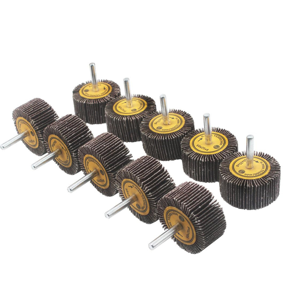 10 Pcs 1/4'' Shank 80 Grit 50mm Flap Wheels