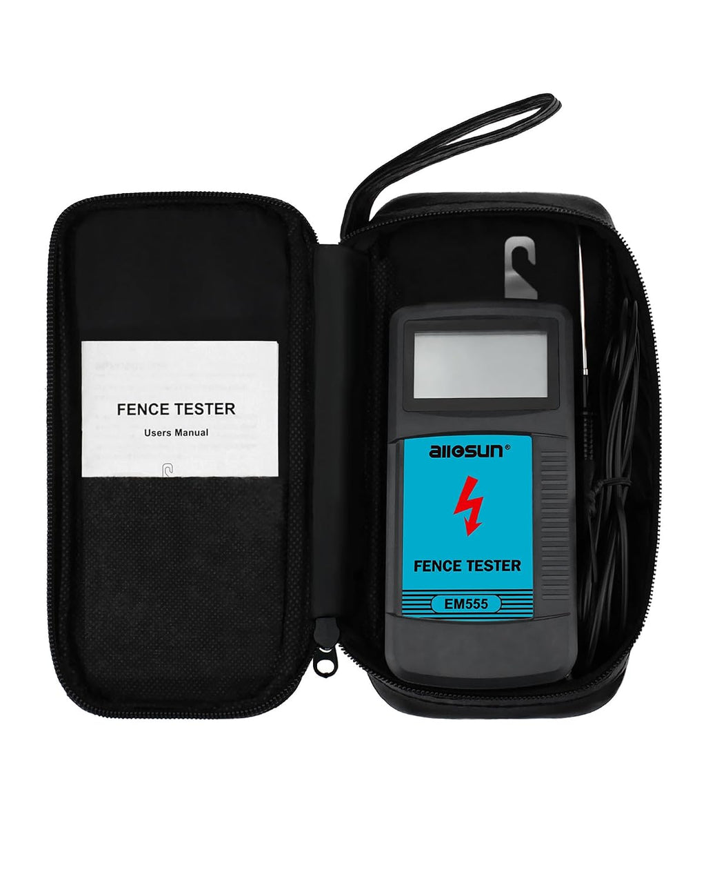 ALLOSUN Electric Fence Tester Fault Finder Digital Electric Fence Voltage Tester Max 9.9kv, Blue (EM555)