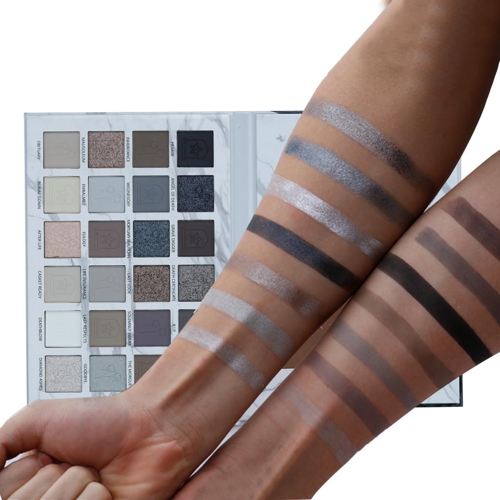 24Colors Black Grey Smokey Eyeshadow Palette, Matte Black Smoky Eye Shadow Palette, Shimmer High Pigmented Basic