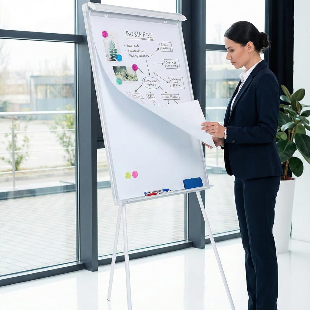 Whiteboard Easel 36" x 24" Height Adjustable, Magnetic Dry Erase Easel | Portable Tripod White Board Easel 36"x24"