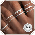 Gold Stackable Rings for Women Non Tarnish Open Adjustable 14K Gold Plated Rings Trendy Stack Cubic Zirconia Thin