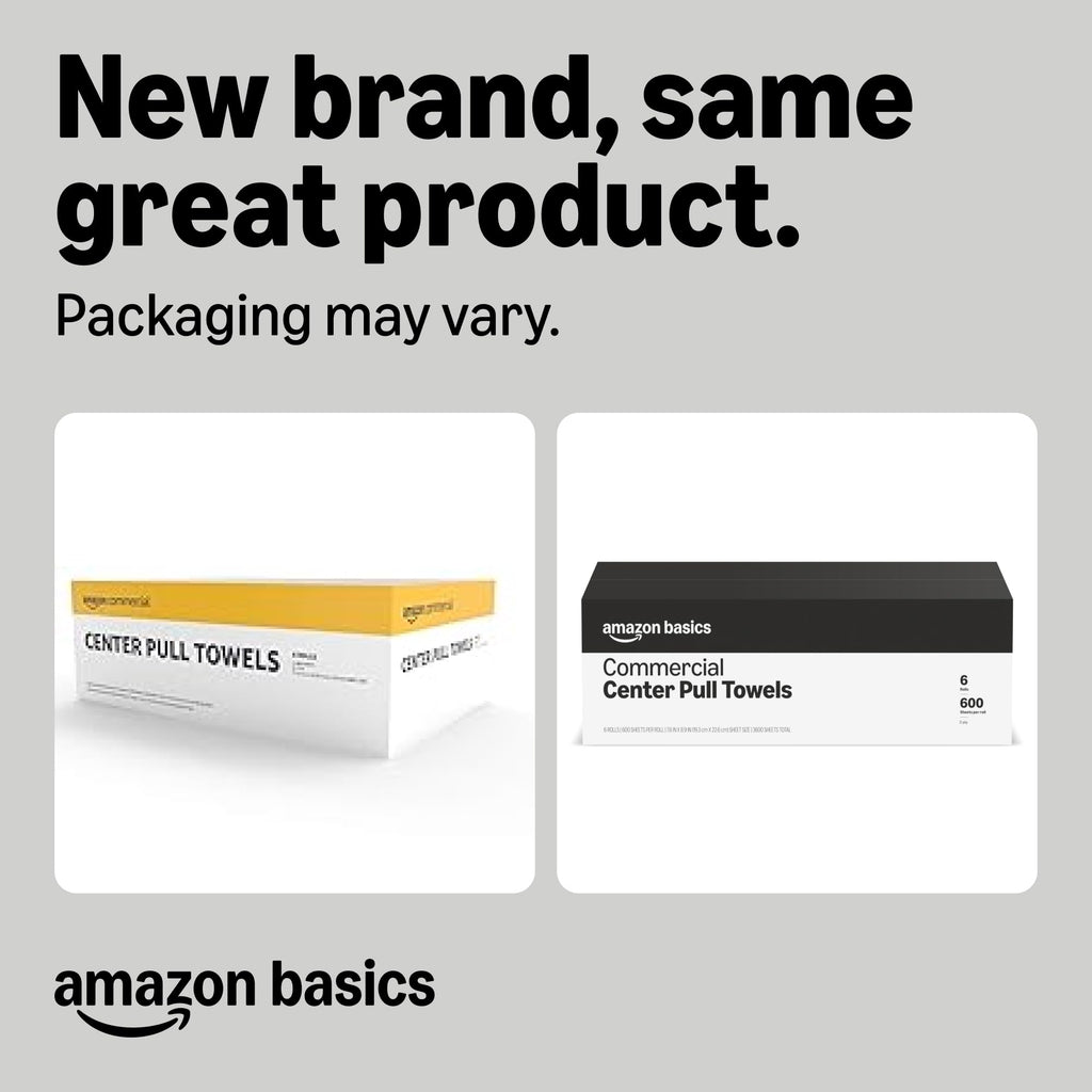 Amazon Basics 2-Ply White 7.6" Center Pull Paper Towels | Bulk Centerfeed Hand Towels | Compatible with Universal