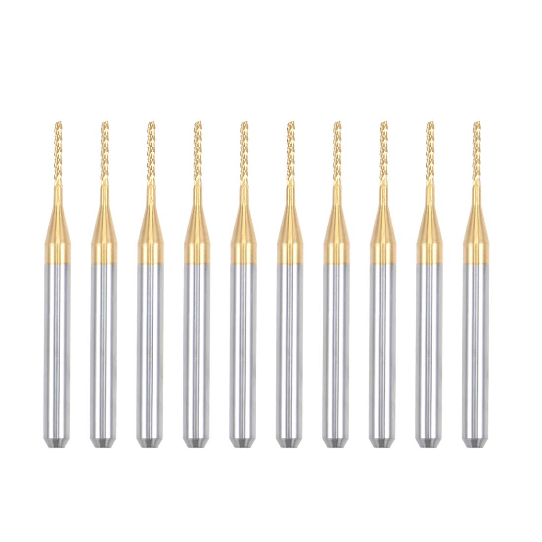 uxcell 10Pcs 1mm Titanium Coat Carbide End Mill Engraving Milling Cutter CNC Router Bits for PCB Machine, 1/8" Shank
