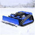 Remote Control Lawn Mower with Snow Plow, Crawler Track All-Terrain System, Hybrid Oil-Electric Power for Steep
