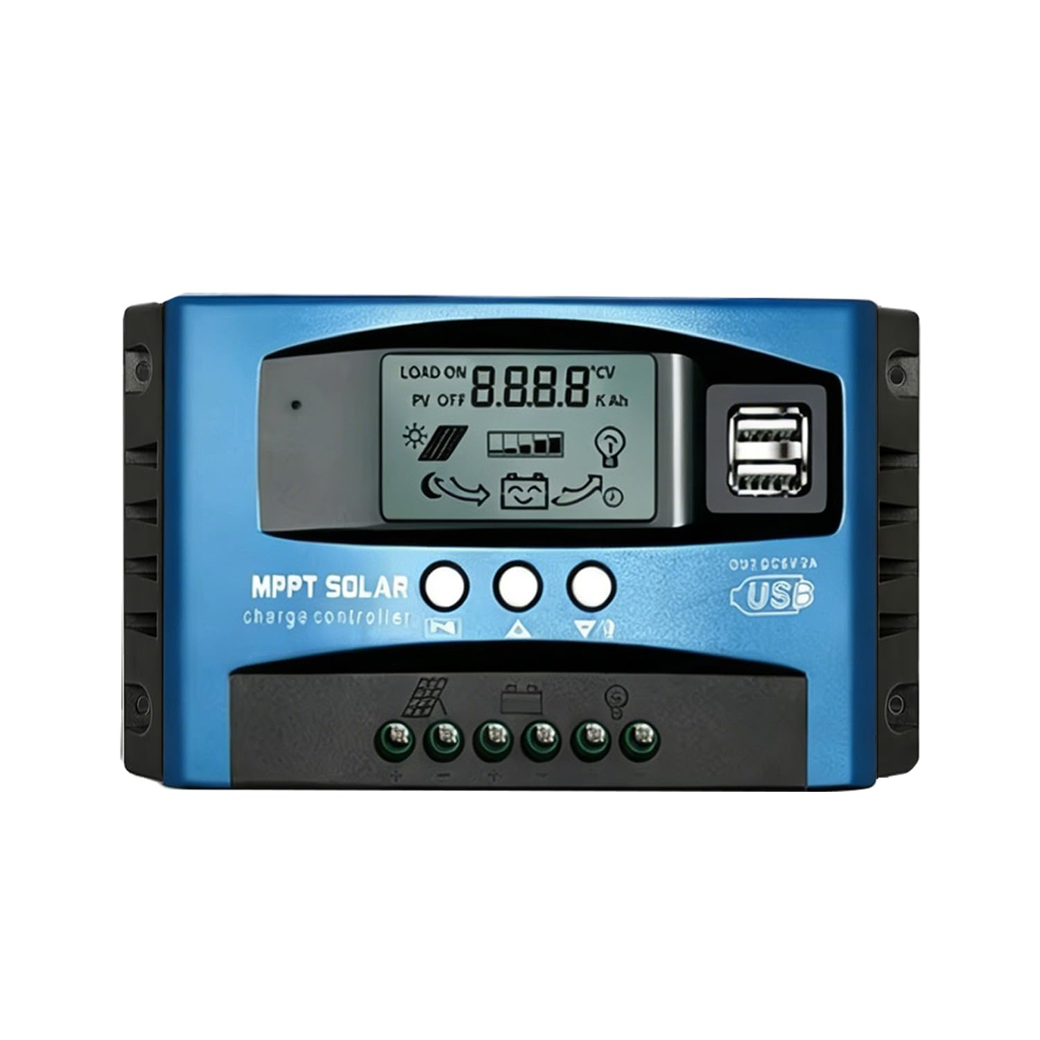 30A MPPT Solar Charge Controller Solar Panel Regulator - Auto-Detect 12V/24V System with Adjustable LCD Display Dual