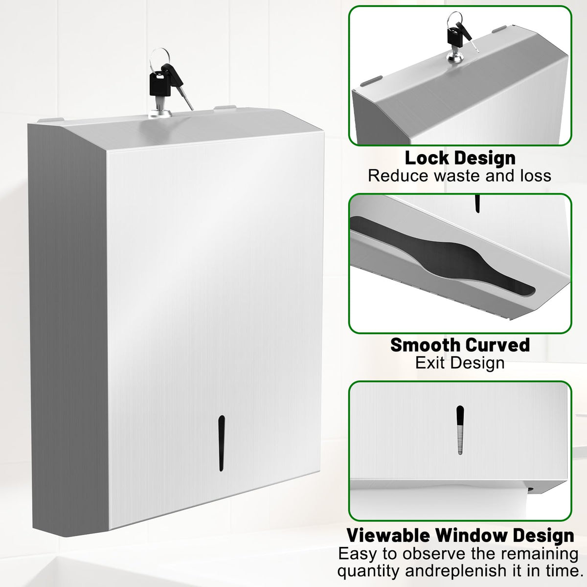 Wall Mount Stainless Steel Paper Towel Dispenser