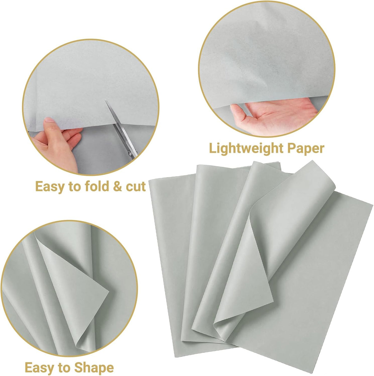 150 Sheets Grey Tissue Paper Bulk 14x20 Inch