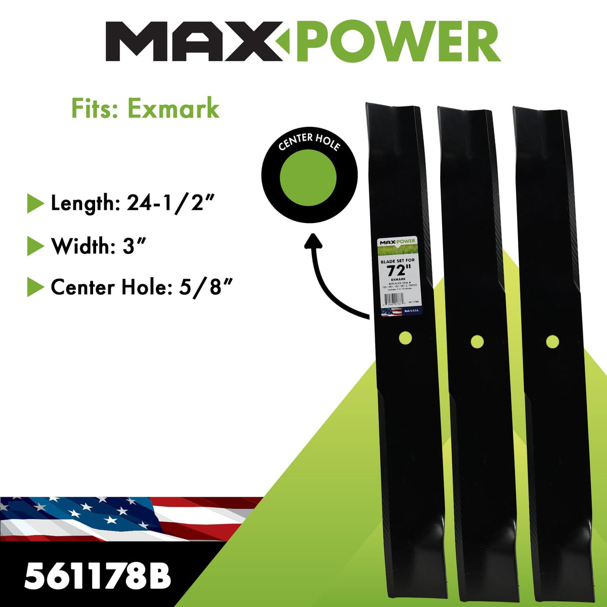 Maxpower 561178B USA Made 3-Blade Set