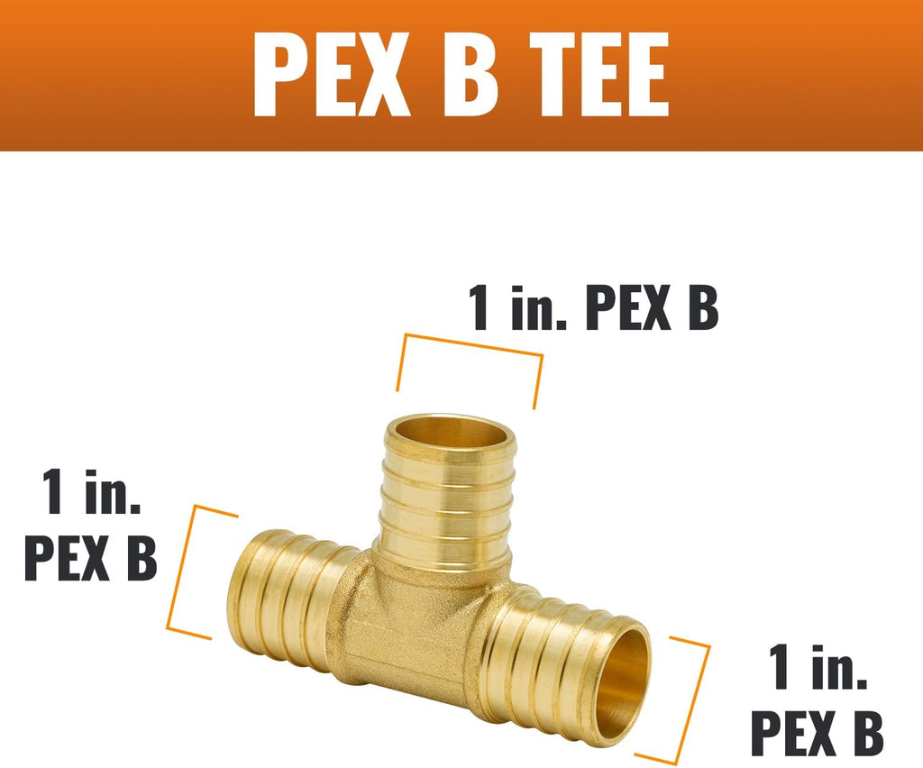 SUNGATOR 3-Pack 1 Inch PEX Tee, Brass PEX T Fittings 1"