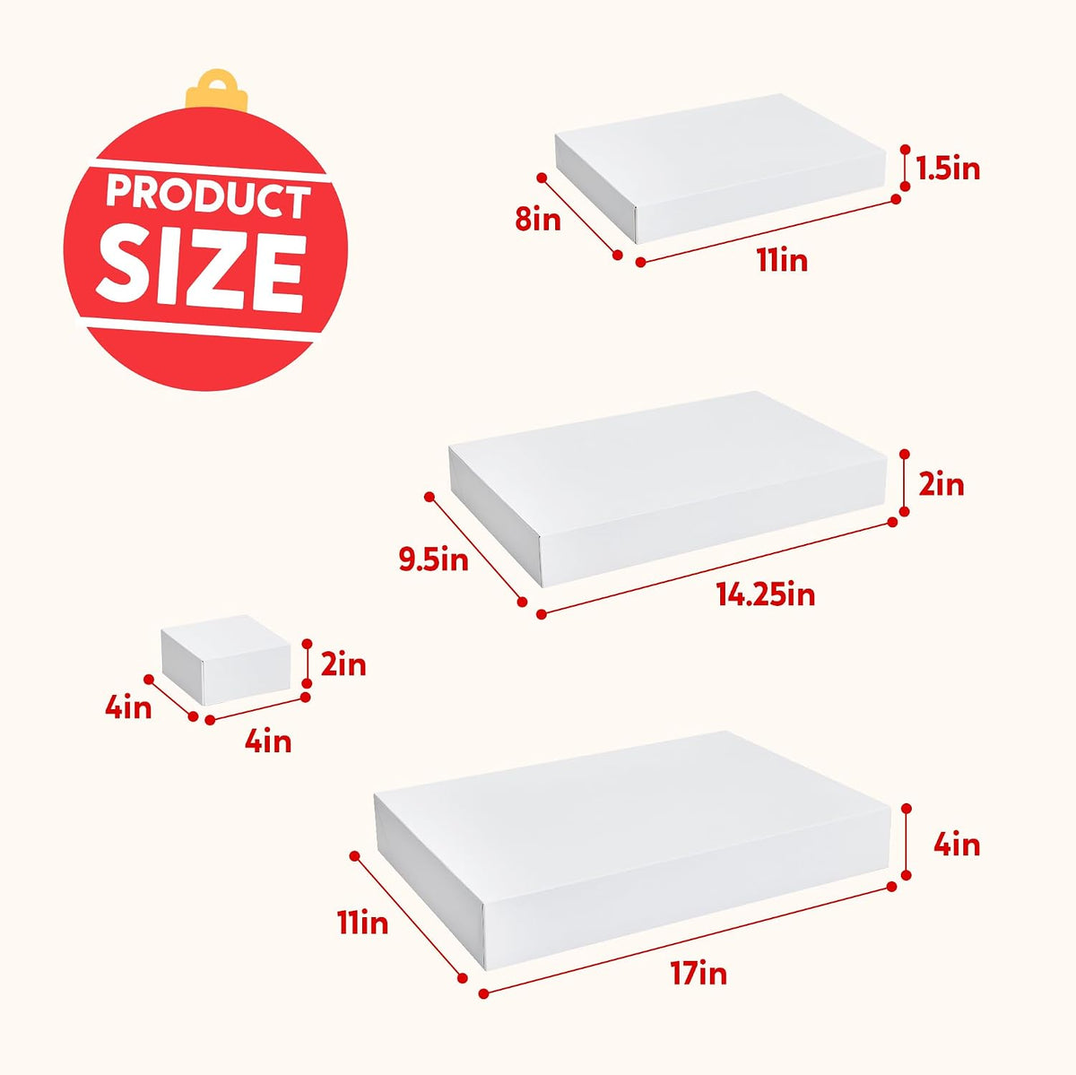 12PCS 17" Christmas Shirt Gift Boxes with Lid for Presents, Extra Large 4" Deep White Paper Box, 4 Assorted Different