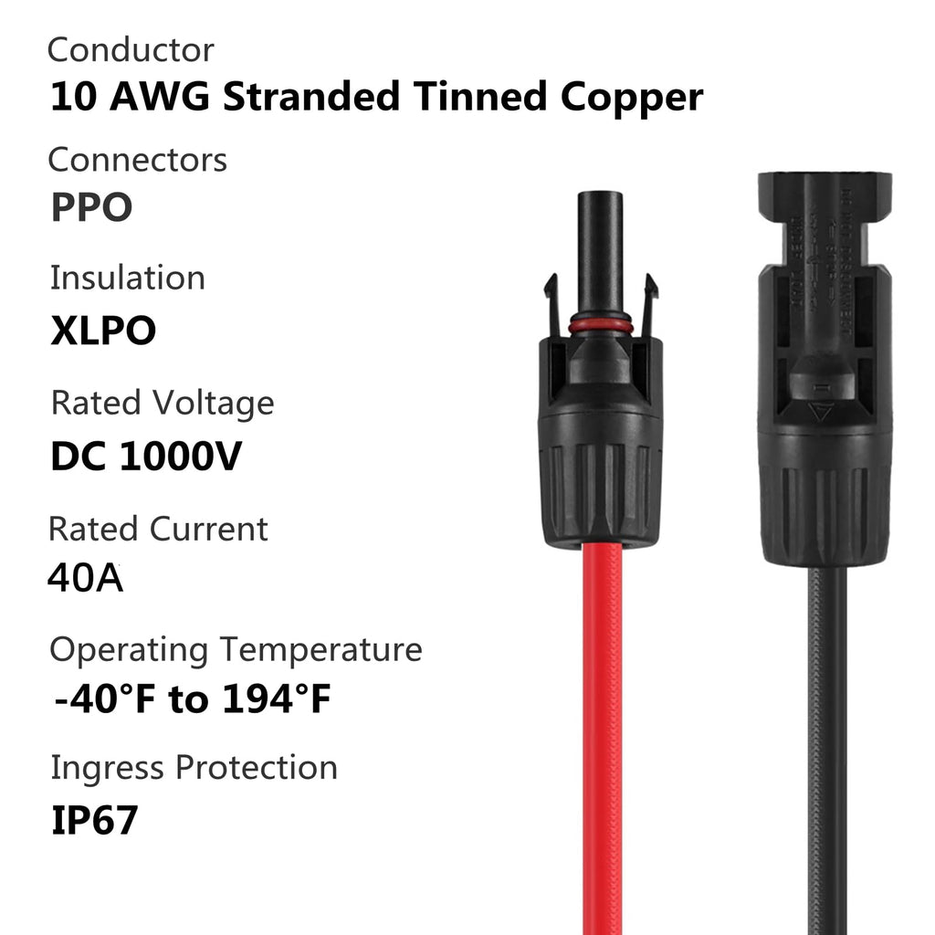 SOYAN Solar Parallel Connector Y Splitter 1Y2 10 AWG Solar Cable Connector