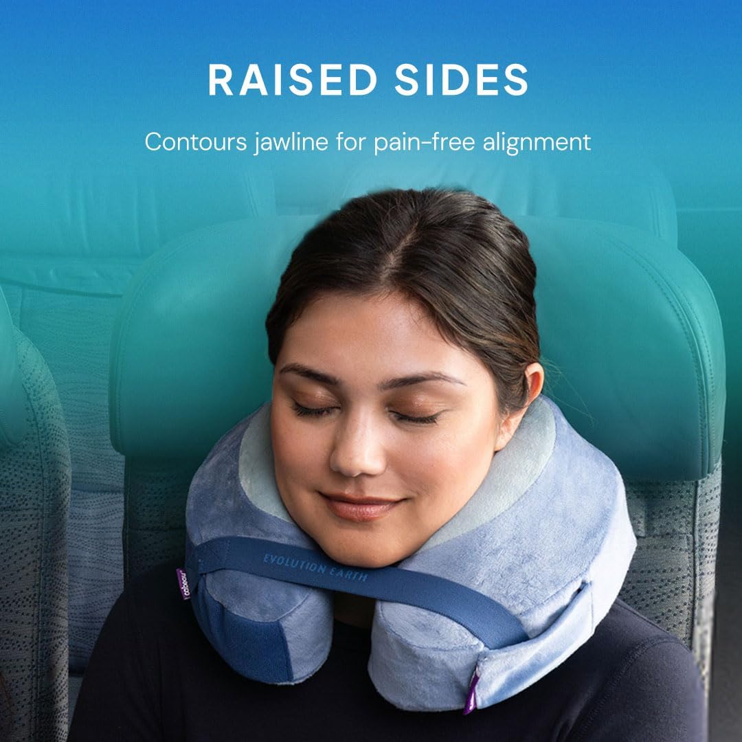 Softest Neck Pillow Ever for Travel – Evolution Earth Deluxe – 360° Head, Neck and Chin Support for Sleeping –