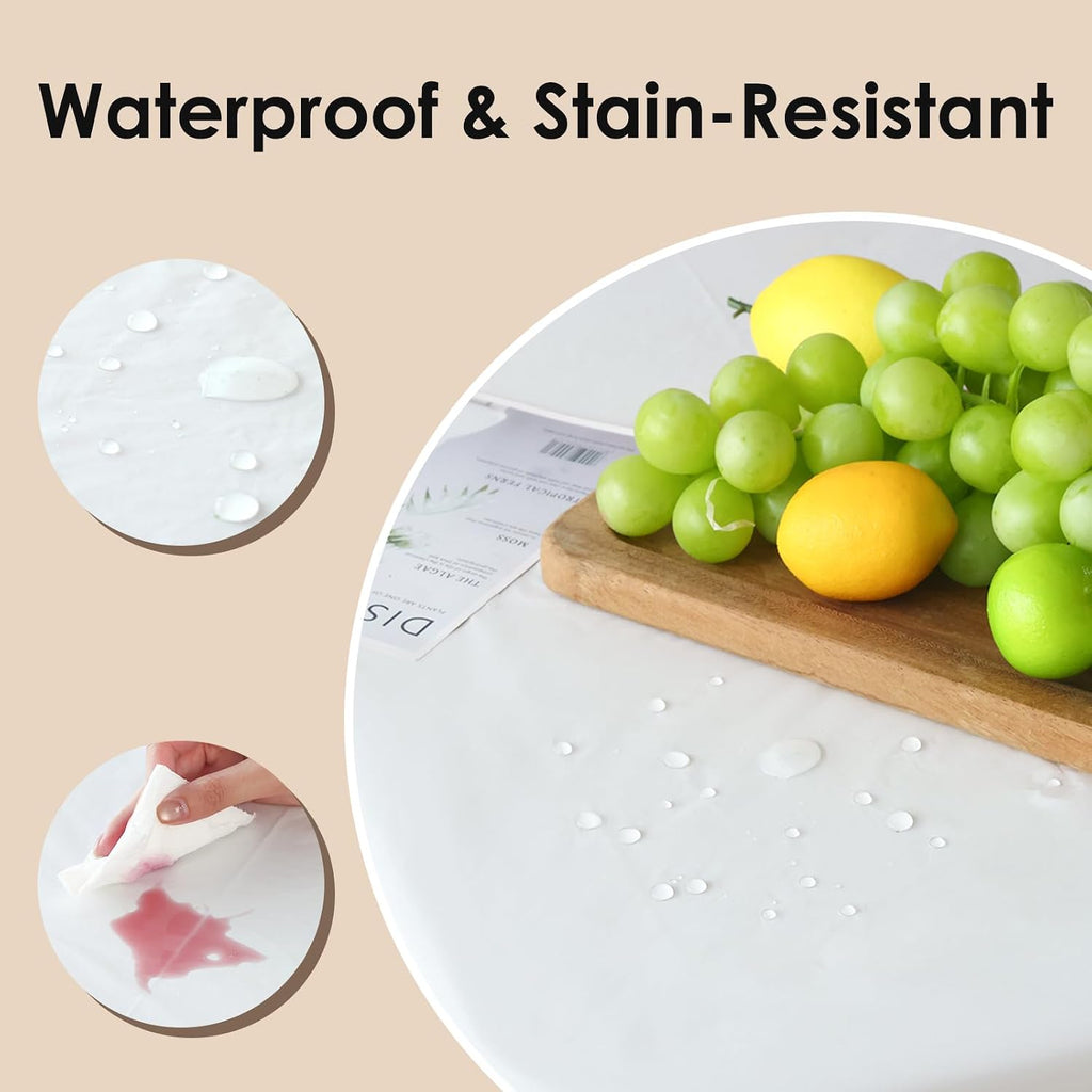 3 Pack Disposable White Rectangle Plastic Tablecloth, 70 x 120 Inch