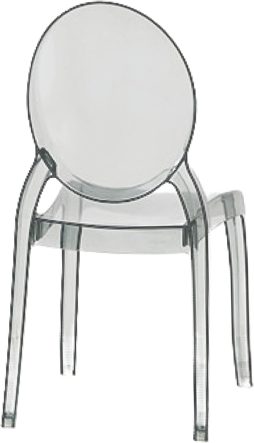 Large Acrylic Ghost Chairs Set of 4, 20 Inch Seat, Smoke Grey